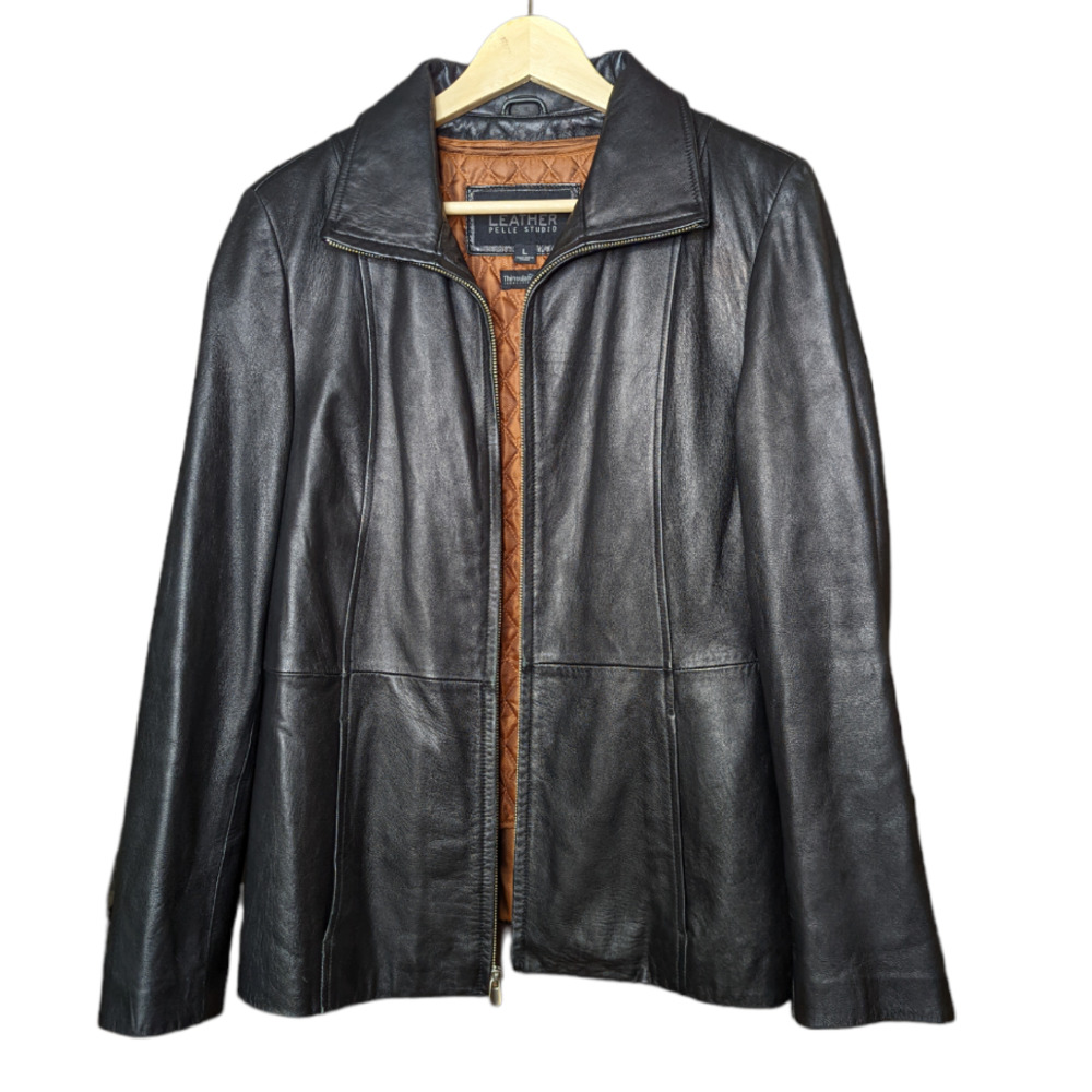Wilson’s Pelle Studio Thinsulate Ultra Insulation Black Leather Jacket Sz L